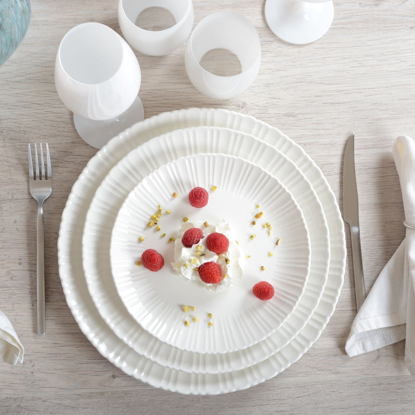 FLORA DESSERT PLATE S/6 | WHITE | 22CM