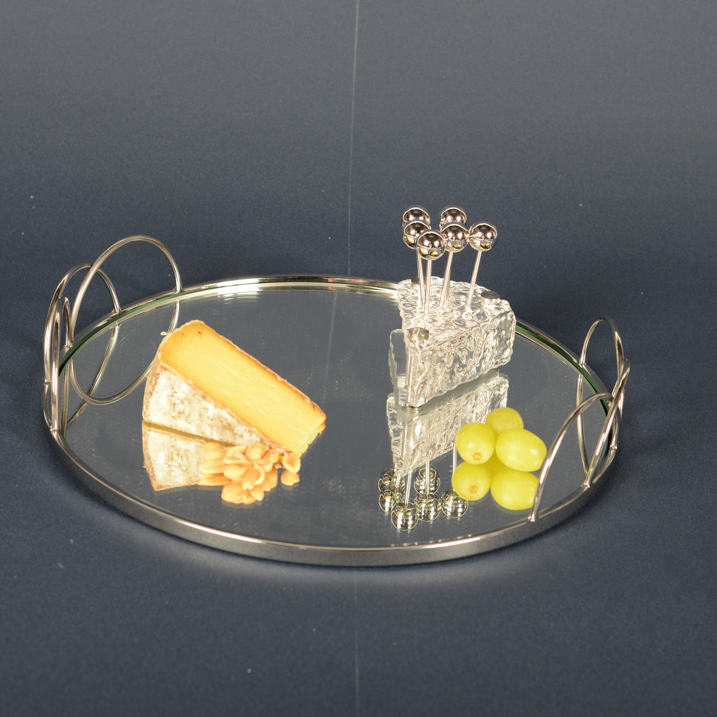 ROUND MIRROR TRAY | SILVER | 30CM