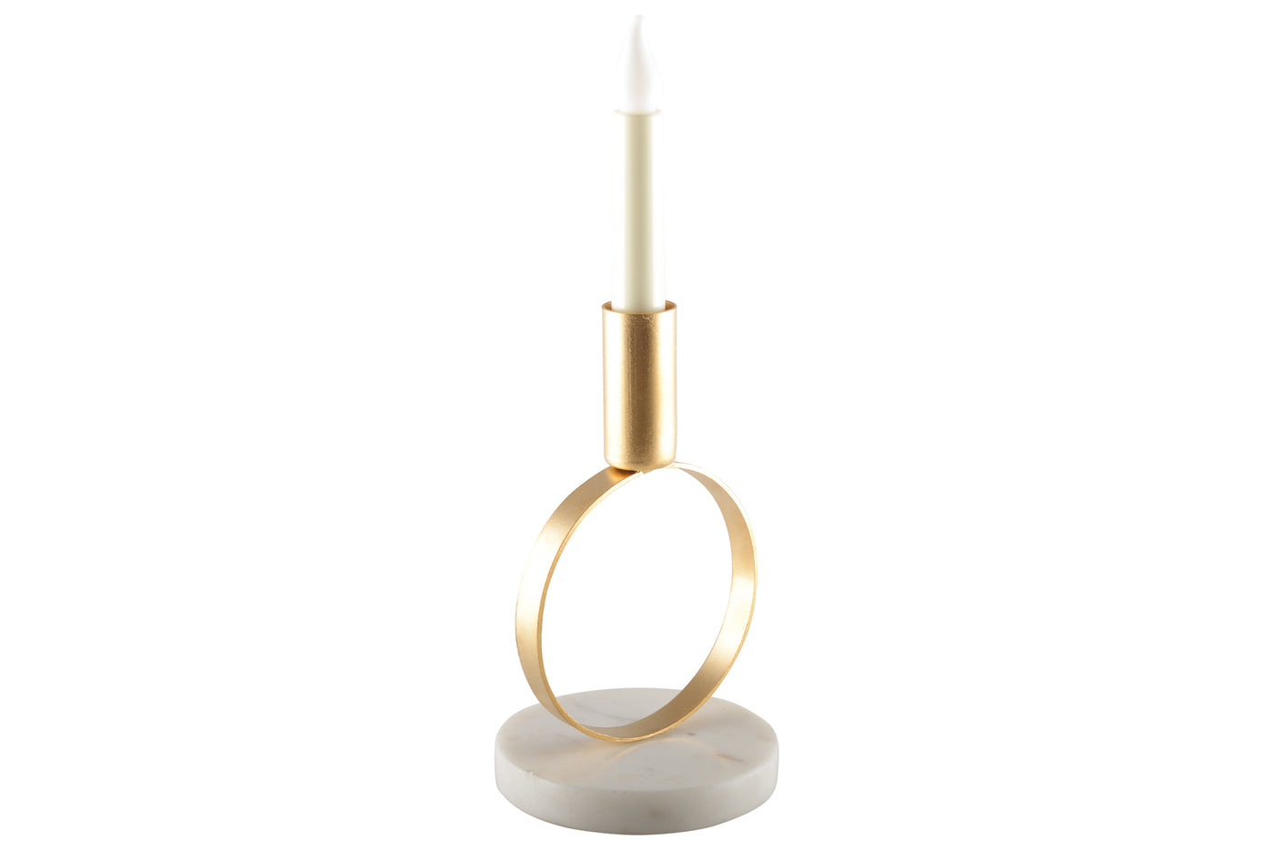 Matte Gold Candle Holder Round Marble Holder | 17cm
