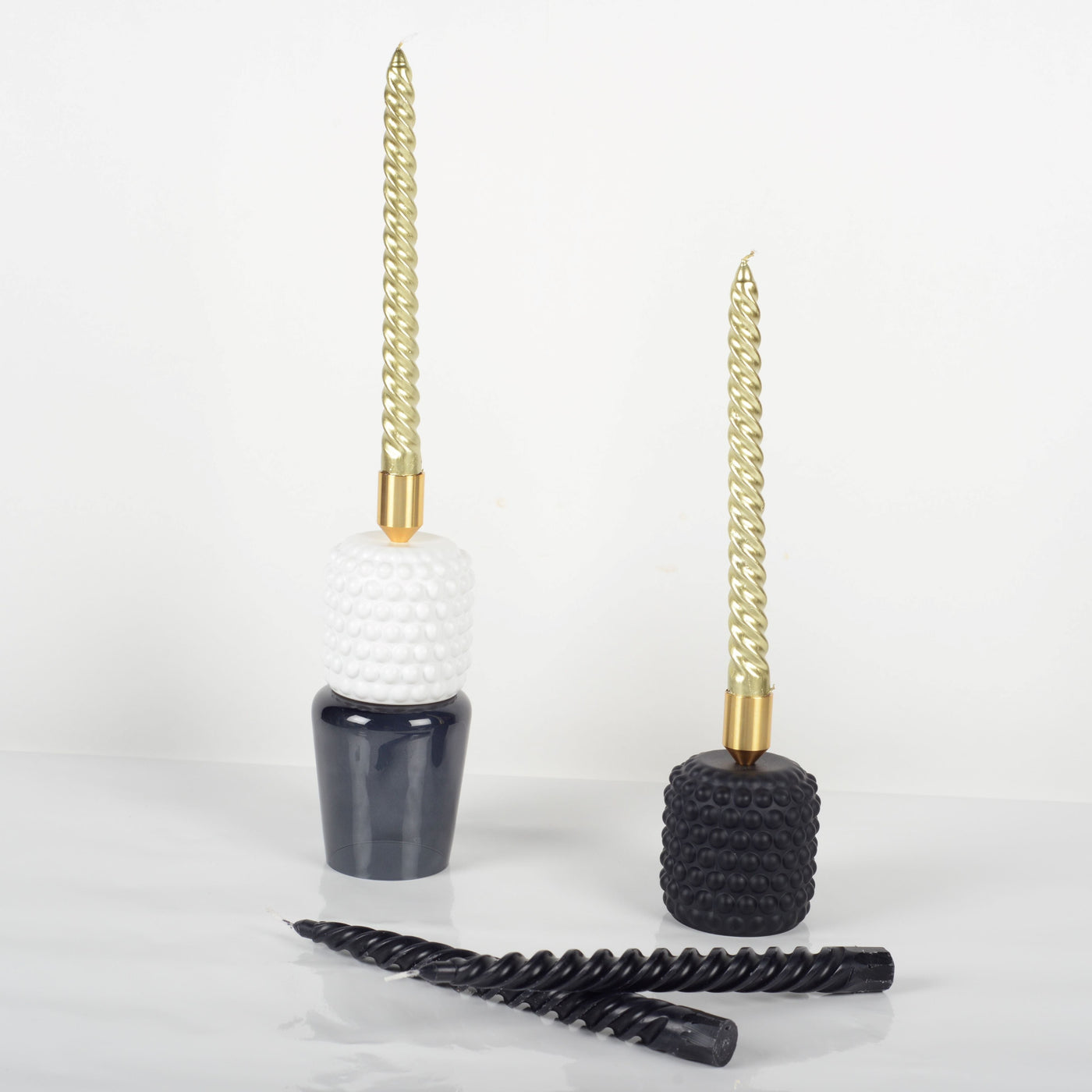 BUBBLE CANDLE HOLDERS | SET OF 2 | BLACK AND WHITE