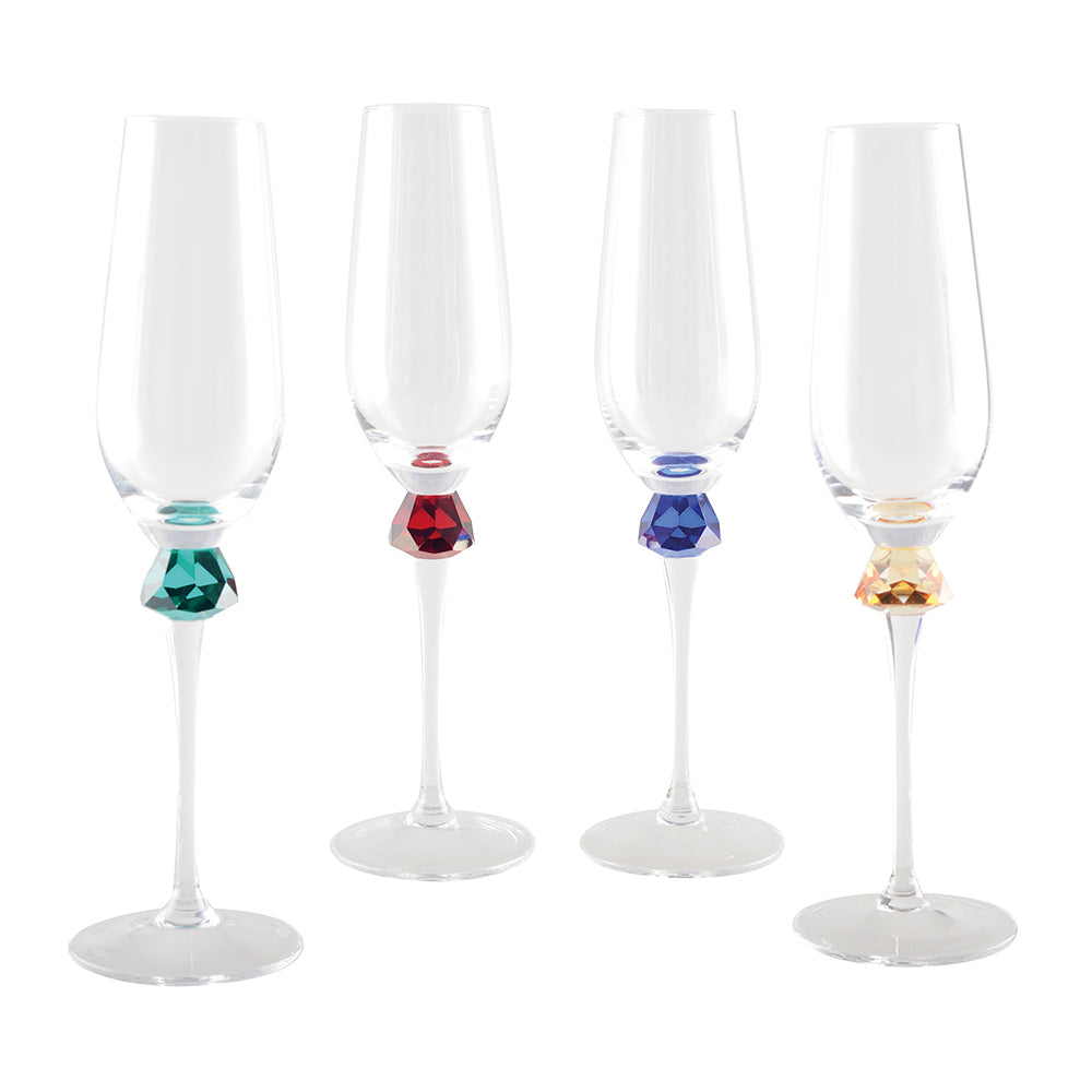 FLUTES WITH DIAMOND FOOT S/4 | 4 COLORS