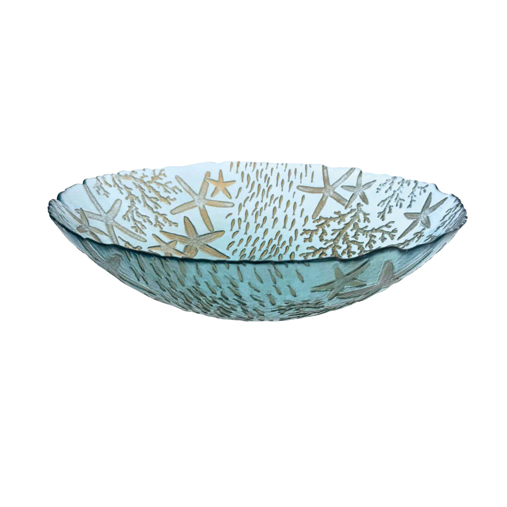 Sea Blue Glass Salad Bowl | 33cm
