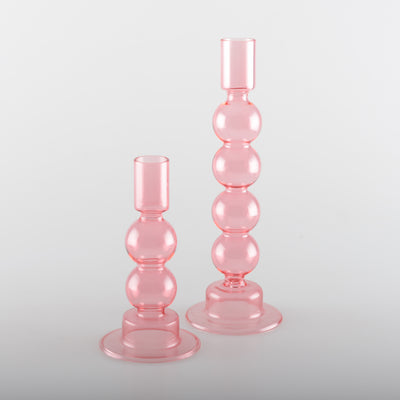 CANDLE HOLDERS | SET OF 2 |  PINK BUBBLY