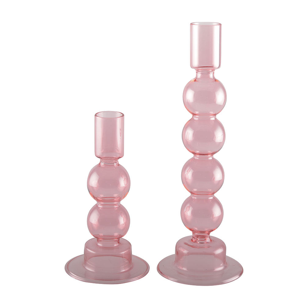 S/2 Pink Bubble Candle Holders