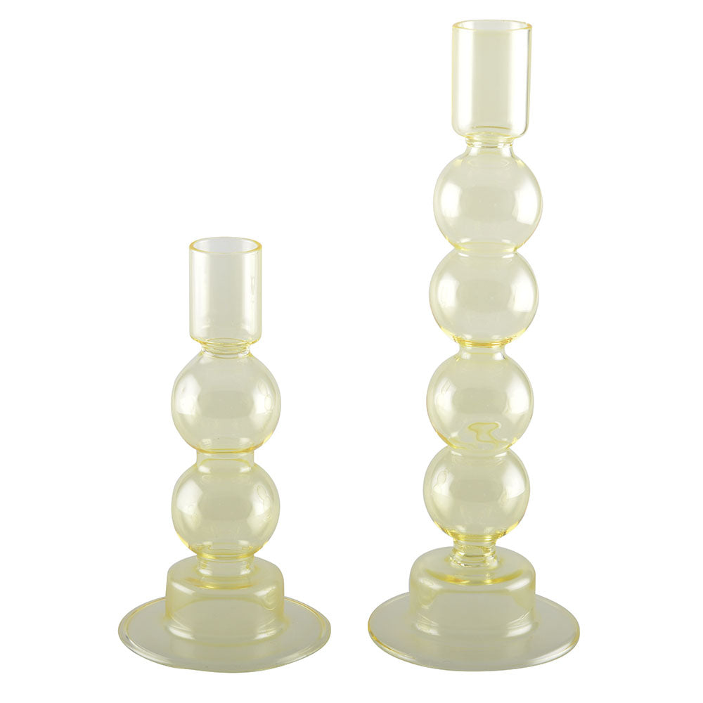 S/2 Yellow Bubble Candle Holders