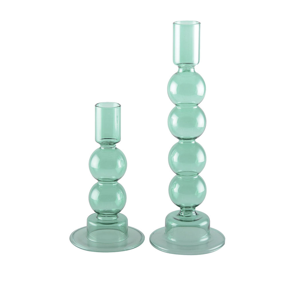 S/2 Green Bubble Candle Holders