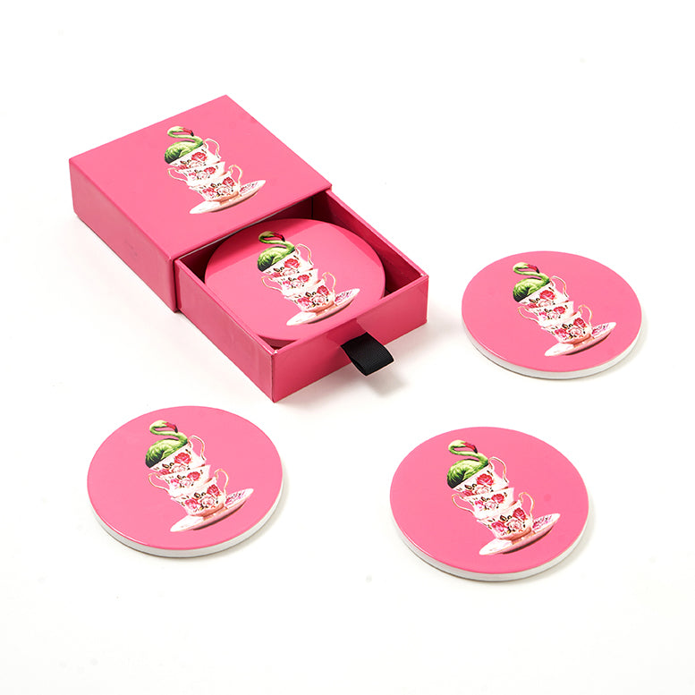 Ceramic Coaster Flamingtea | Set of 4