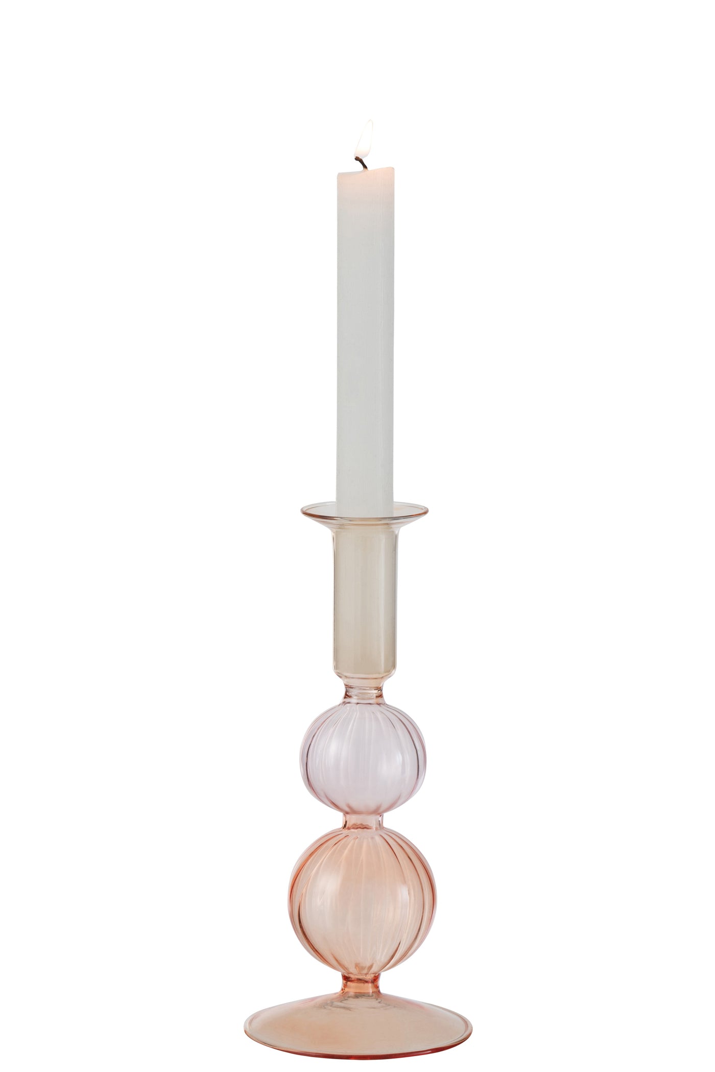 Candleholder 2 Orbes Gold/Pink 20cm