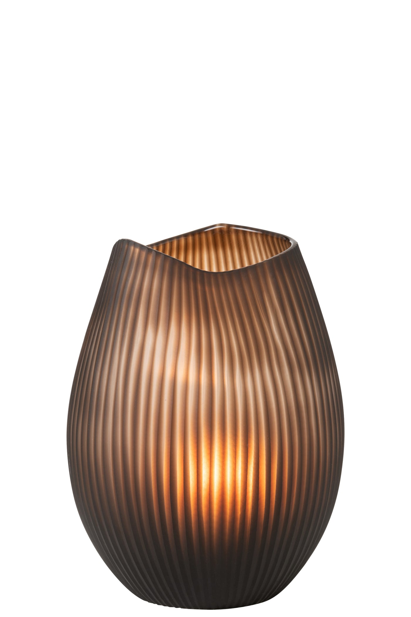 Vase Stripe Glass Brown | 32cm