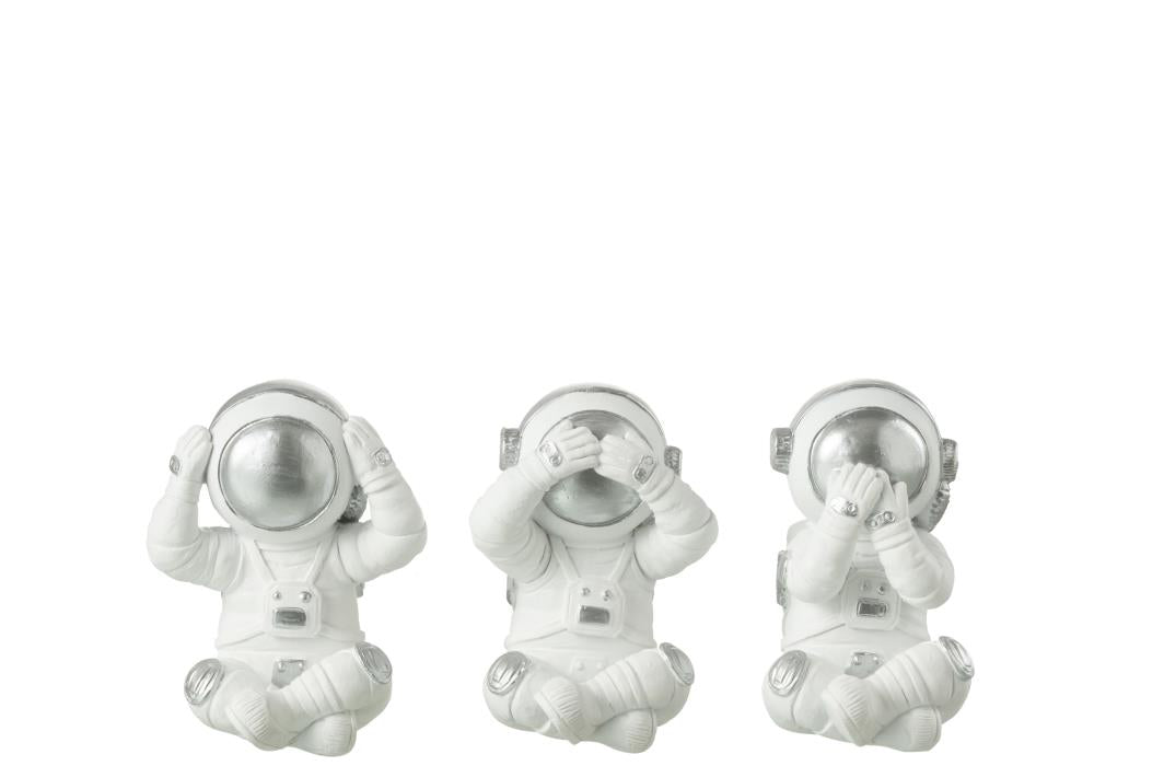 S/3 Astronauts S/H/S White/Silver | 11cm