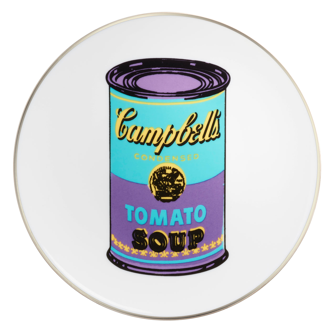 Andy Warhol Plate Campbell Turquoise/Purple Platinum