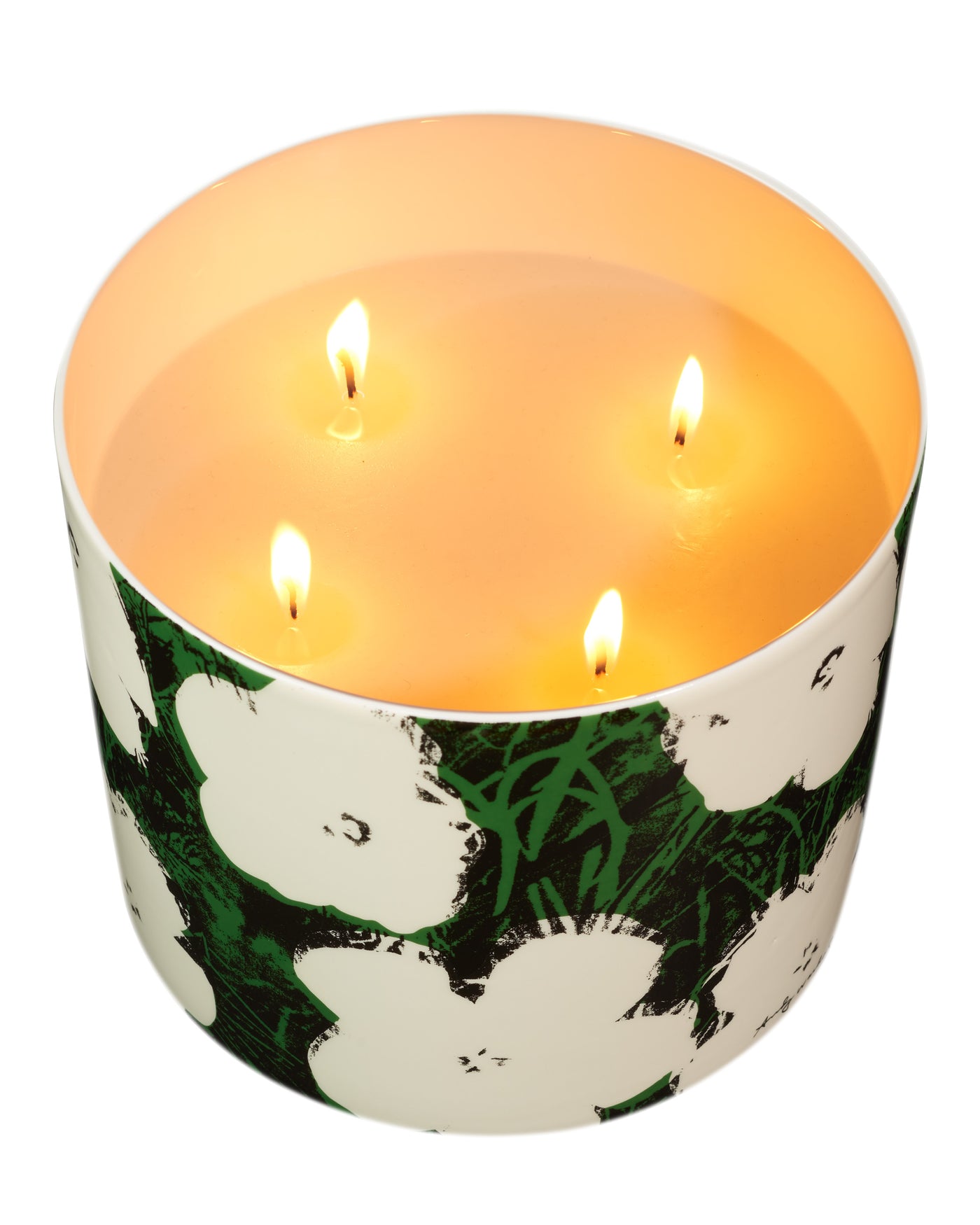 Andy Warhol Large Candle 16cm White Flowers/Green