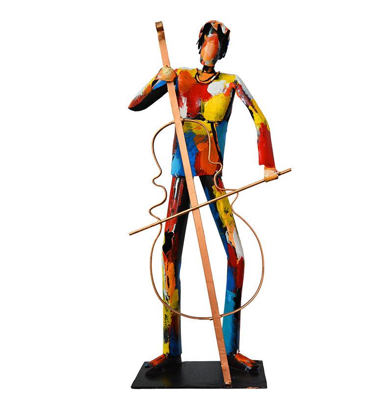 DOUBLE BASS PLAYER SCULPTURE | METAL