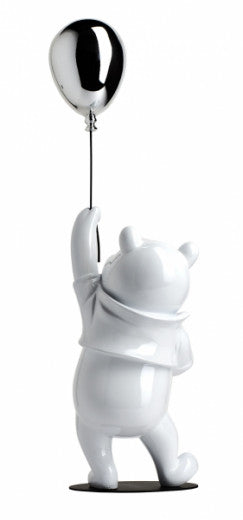 Winnie The Pooh 52cm -Blanc Laqué & Chromé Argent