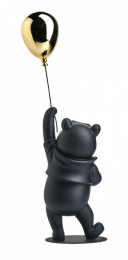 Winnie The Pooh 52cm -Noir Laqué & Chromé Or