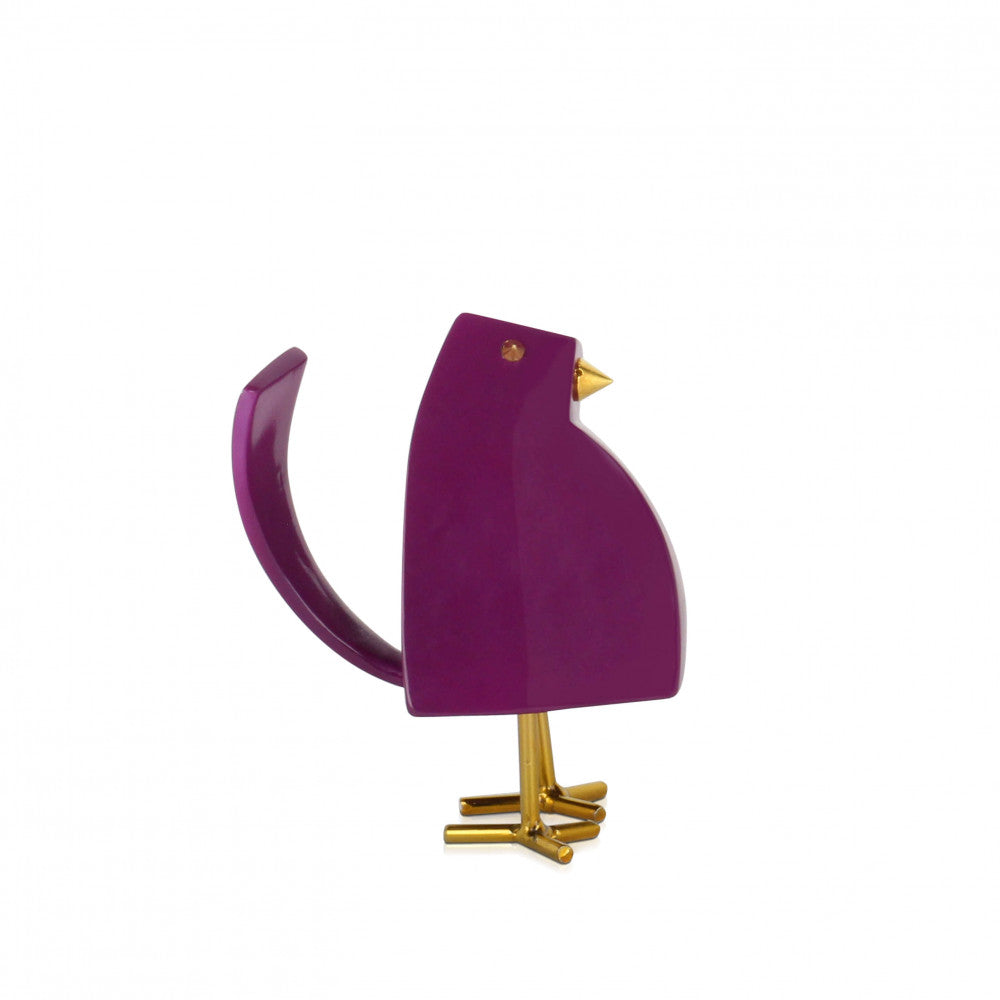 Sculpture en résine 'Oiseau violet'