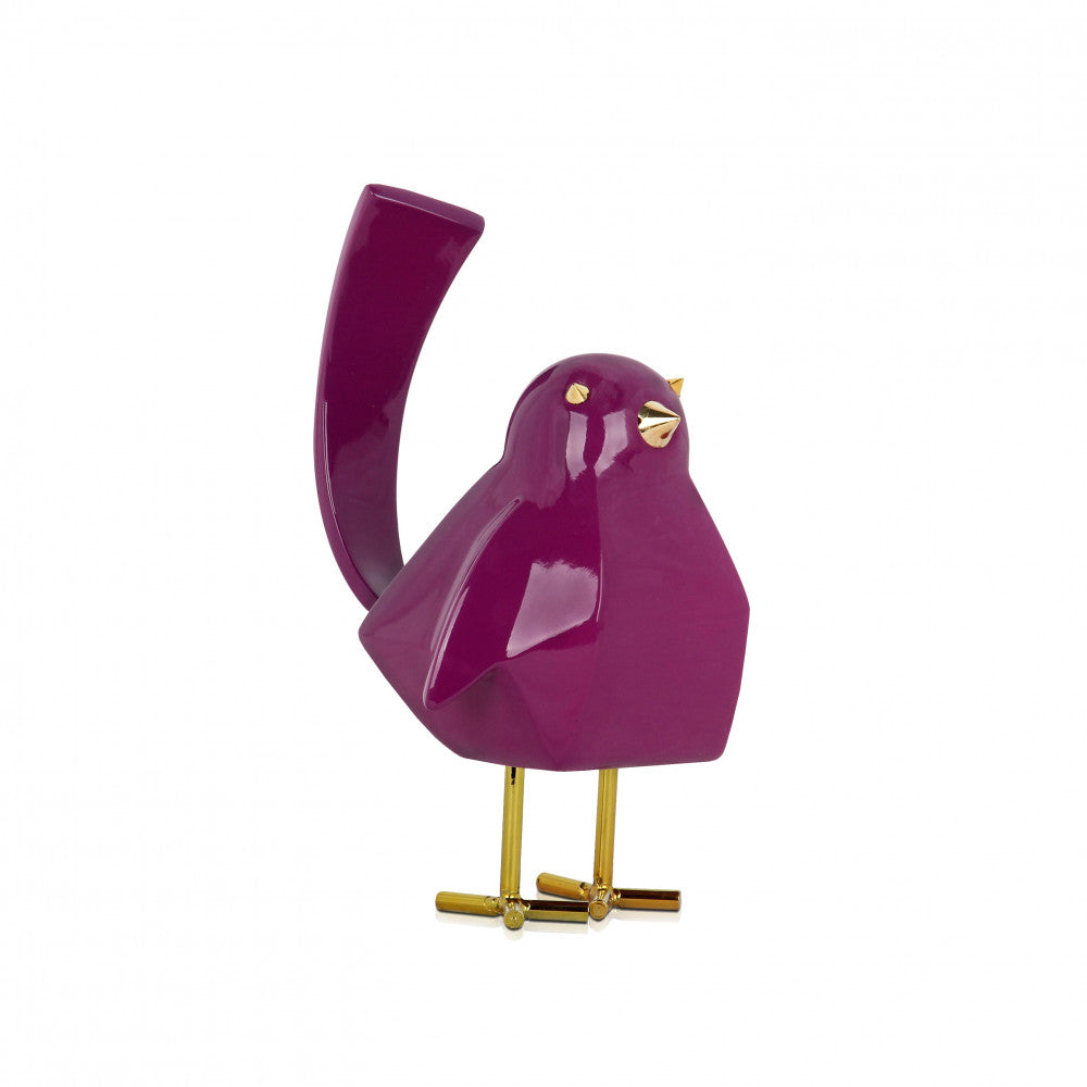 Purple Bird Resin Sculpture