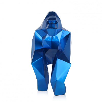 Sculpture Resine Gorille a Facettes Bleu